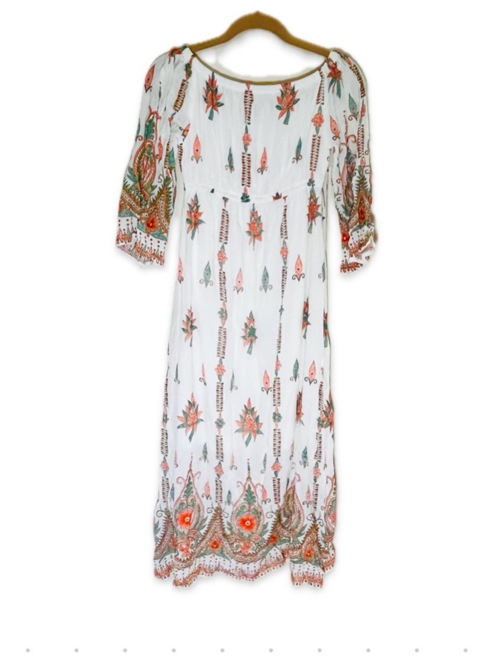 NWT Lapogee Floral Print Boho Midi Dress Size S Indian Block Print